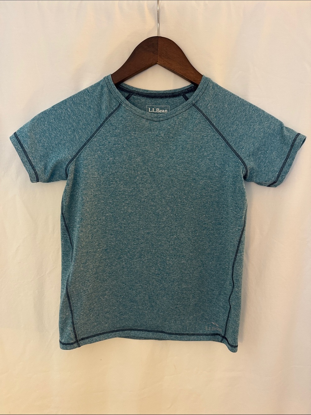 L.L. Bean Kids' Heather Teal Short-Sleeve Performance Tee - 6x/7